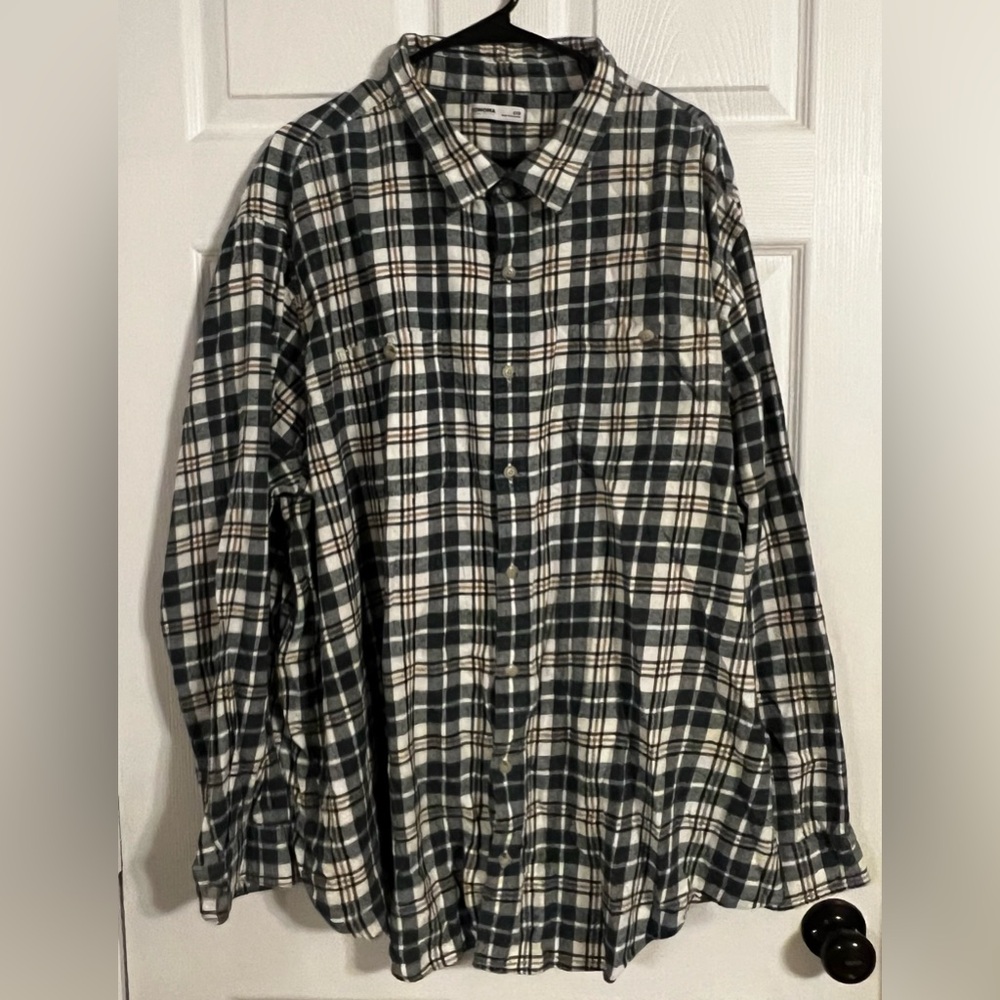 Sonoma Men’s 4xb Plaid Long Sleeve Button Up Shirt With Pockets